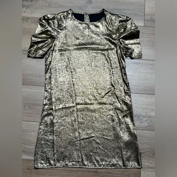SHEIN Golden Shimmer Dress New Never Worn Small 4 - Picture 1 of 3